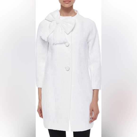 Kate Spade $548 White New York Dorothy Bow Front Tweed Coat Size 6 Small - Picture 16 of 16